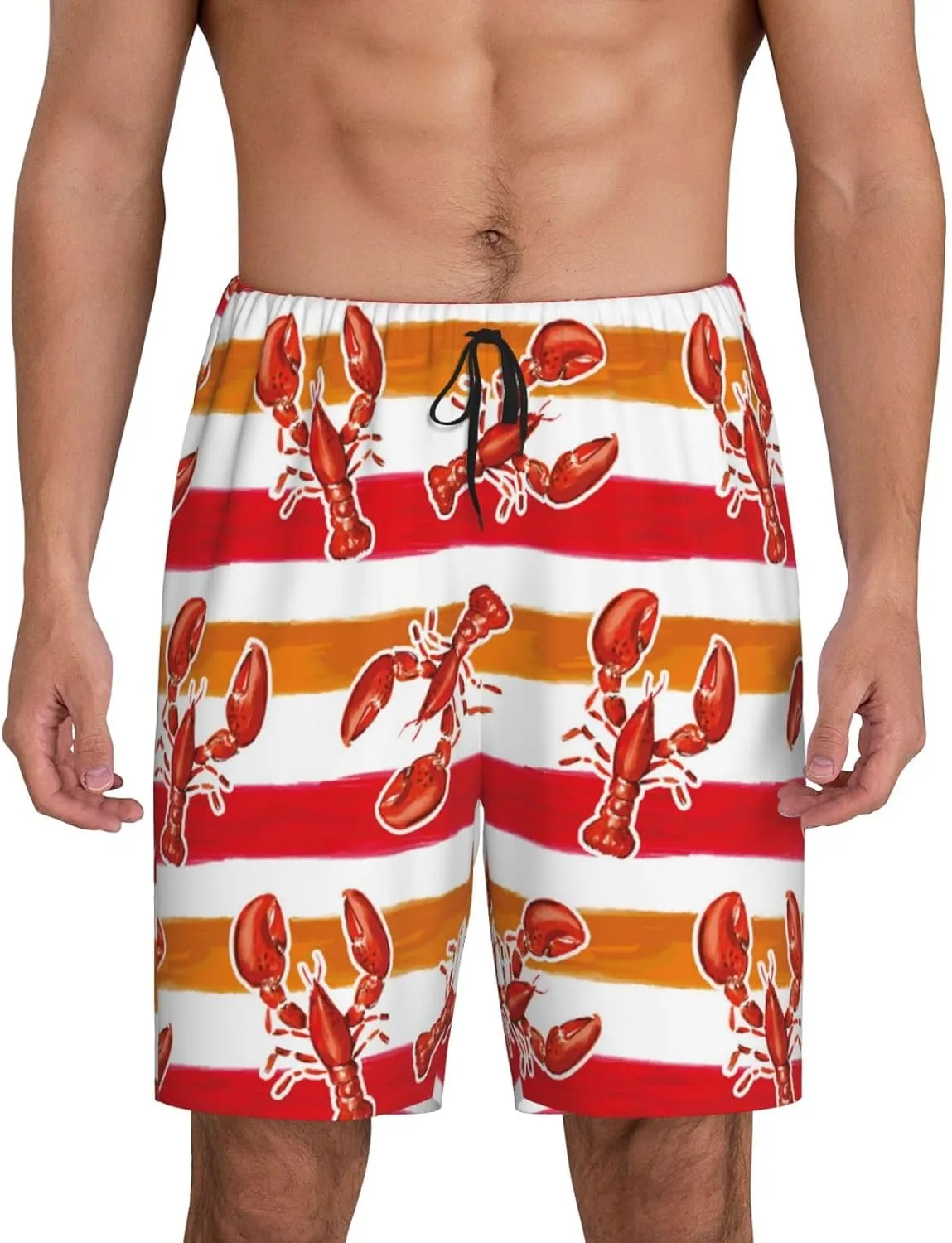 Mens Pajama Pants - Red Lobster Comfy Sleep Shorts Mens Pajama Shorts, Mens Lounge Shorts Pj Pants