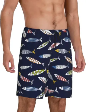 Mens Pajama Pants - Sardine Sleep Shorts Mens Pajama Shorts, Comfy Pj Pants for Mens Lounge Shorts