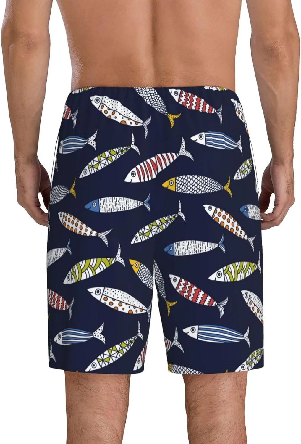 Mens Pajama Pants - Sardine Sleep Shorts Mens Pajama Shorts, Comfy Pj Pants for Mens Lounge Shorts