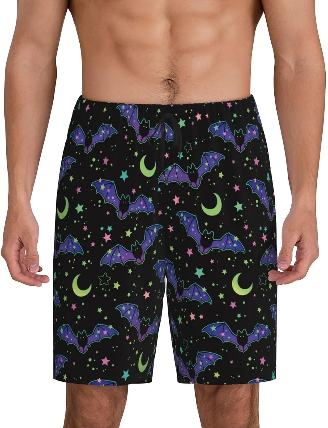 Mens Pajama Pants - Starry Sky Bat Comfy Sleep Shorts Mens Pajama Shorts, Mens Lounge Shorts Pj Pants