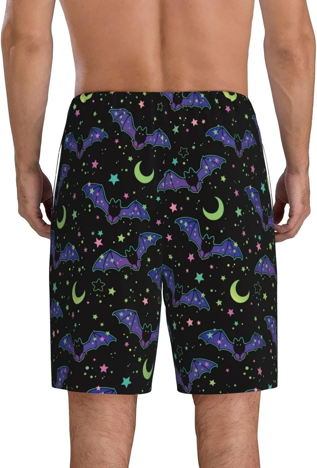 Mens Pajama Pants - Starry Sky Bat Comfy Sleep Shorts Mens Pajama Shorts, Mens Lounge Shorts Pj Pants