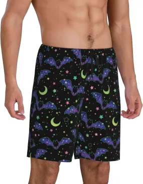 Mens Pajama Pants - Starry Sky Bat Comfy Sleep Shorts Mens Pajama Shorts, Mens Lounge Shorts Pj Pants