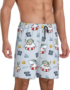 Mens Pajama Pants - Swimming Shark Comfy Sleep Shorts Mens Pajama Shorts, Mens Lounge Shorts Pj Pants