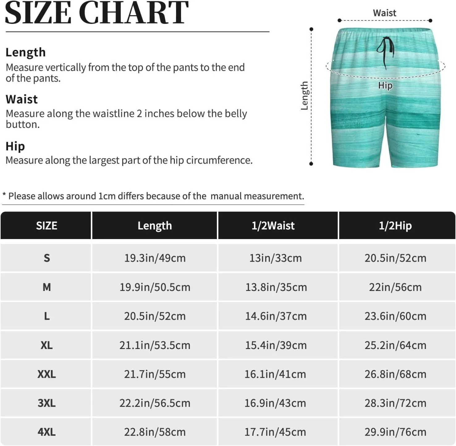 Mens Pajama Pants - Teal Turquoise Sleep Shorts Mens Pajama Shorts, Comfy Pj Pants for Mens Lounge Shorts