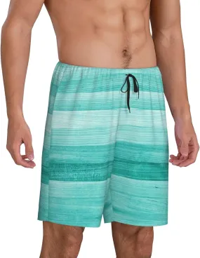 Mens Pajama Pants - Teal Turquoise Sleep Shorts Mens Pajama Shorts, Comfy Pj Pants for Mens Lounge Shorts