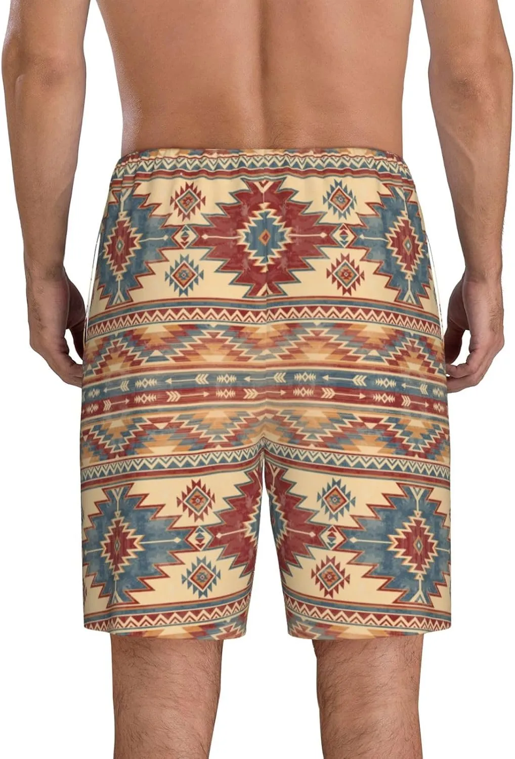 Mens Pajama Pants - Traditional Tribal Aztec Comfy Sleep Shorts Mens Pajama Shorts, Mens Lounge Shorts Pj Pants