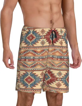 Mens Pajama Pants - Traditional Tribal Aztec Comfy Sleep Shorts Mens Pajama Shorts, Mens Lounge Shorts Pj Pants