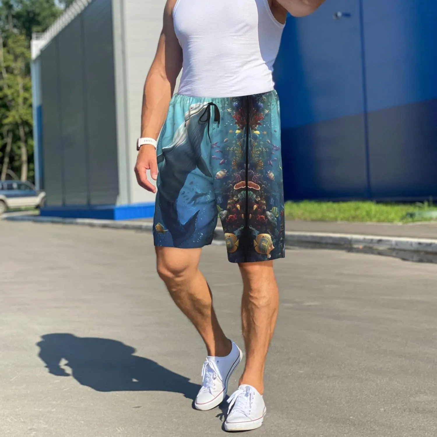 mens pajama pants - Underwater Dolphin Comfy Sleep Shorts Mens Pajama shorts, mens lounge shorts pj pants