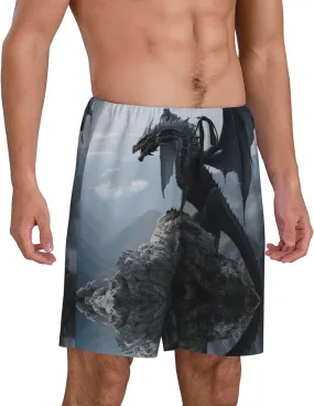 mens pajama pants - Valley Gray Dragon Comfy Sleep Shorts Mens Pajama shorts, mens lounge shorts pj pants