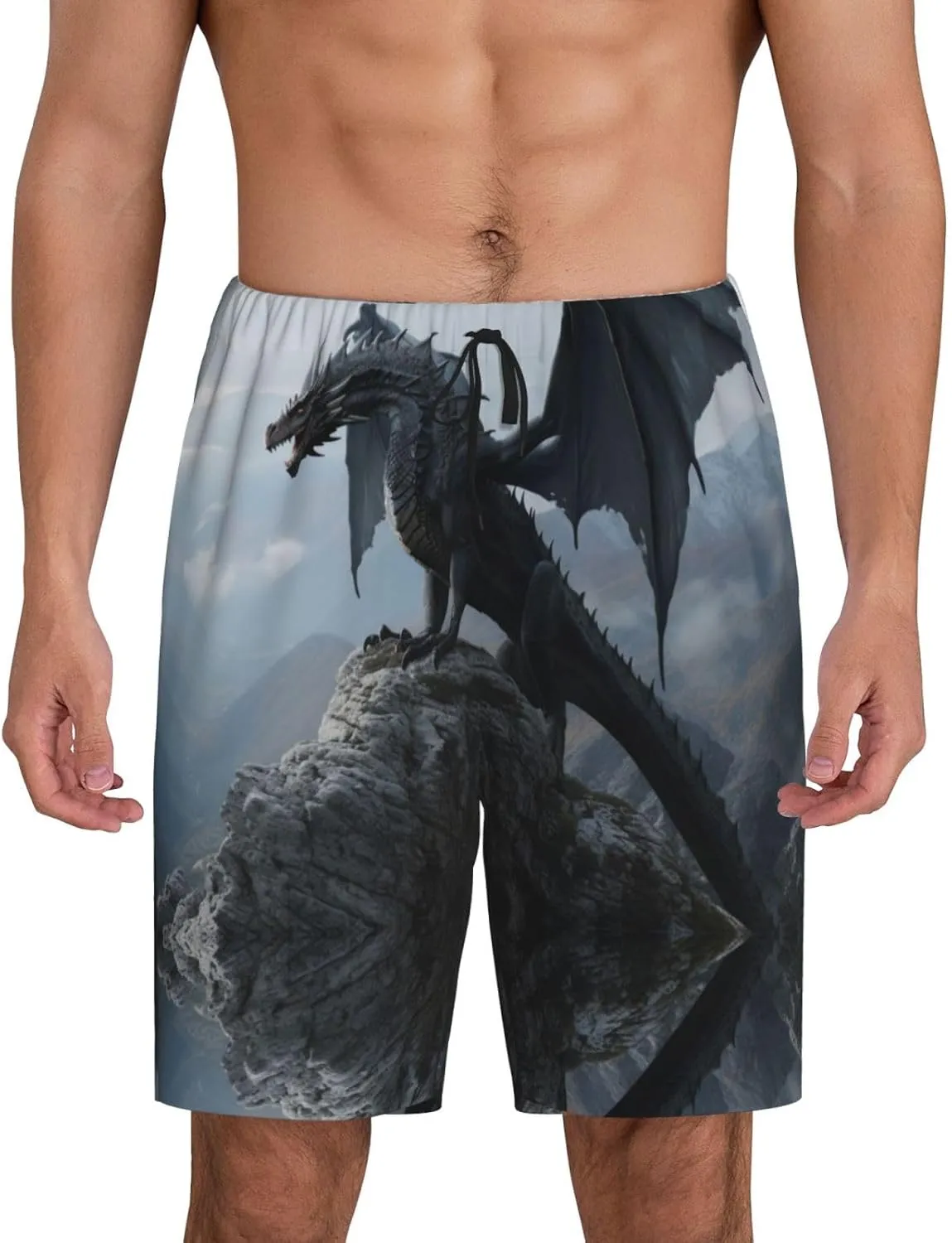 mens pajama pants - Valley Gray Dragon Comfy Sleep Shorts Mens Pajama shorts, mens lounge shorts pj pants