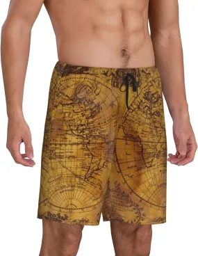 mens pajama pants - Vintage Map Comfy Sleep Shorts Mens Pajama shorts, mens lounge shorts pj pants