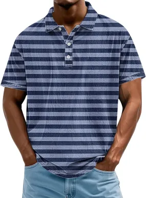 Mens Polo Shirts Short Sleeve Plus Size Striped Golf Tshirt Short Sleeve Vacation Casual Collar Tee Summer V Neck Top
