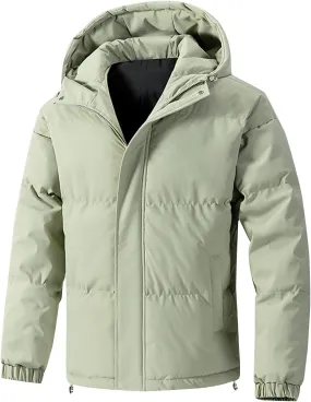 Men's Puffer Jacket Fleece Lined down Coat Fur Hood Winter Coat Water Resistant Parka Windbreaker Ski Jacket