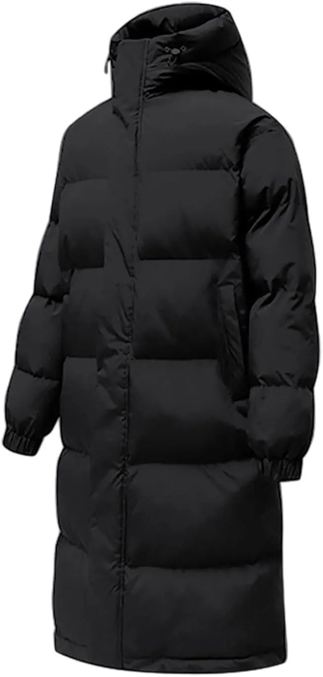 Mens Puffer Jacket Long Winter Coat Hooded Down Jacket Warm Parka Jacket Quilted Insulated Jacket Windproof Coat