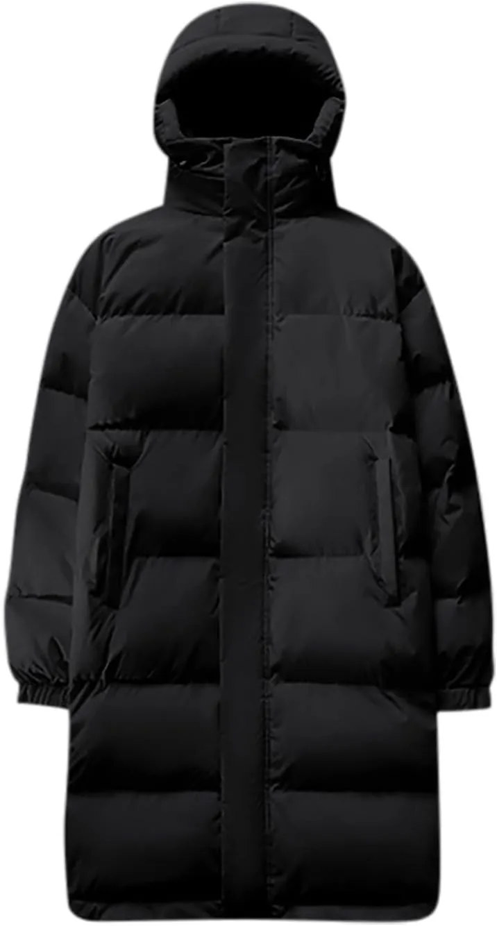 Mens Puffer Jacket Long Winter Coat Hooded Down Jacket Warm Parka Jacket Quilted Insulated Jacket Windproof Coat