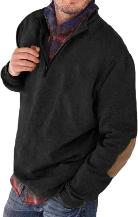 Mens Quarter Zip Polo Shirts Relaxed Fit Cotton Golf Hiking T-Shirts Long Sleeve Business Work Golf Tennis Collared Shirts