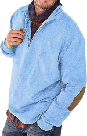 Mens Quarter Zip Polo Shirts Relaxed Fit Cotton Golf Hiking T-Shirts Long Sleeve Business Work Golf Tennis Collared Shirts