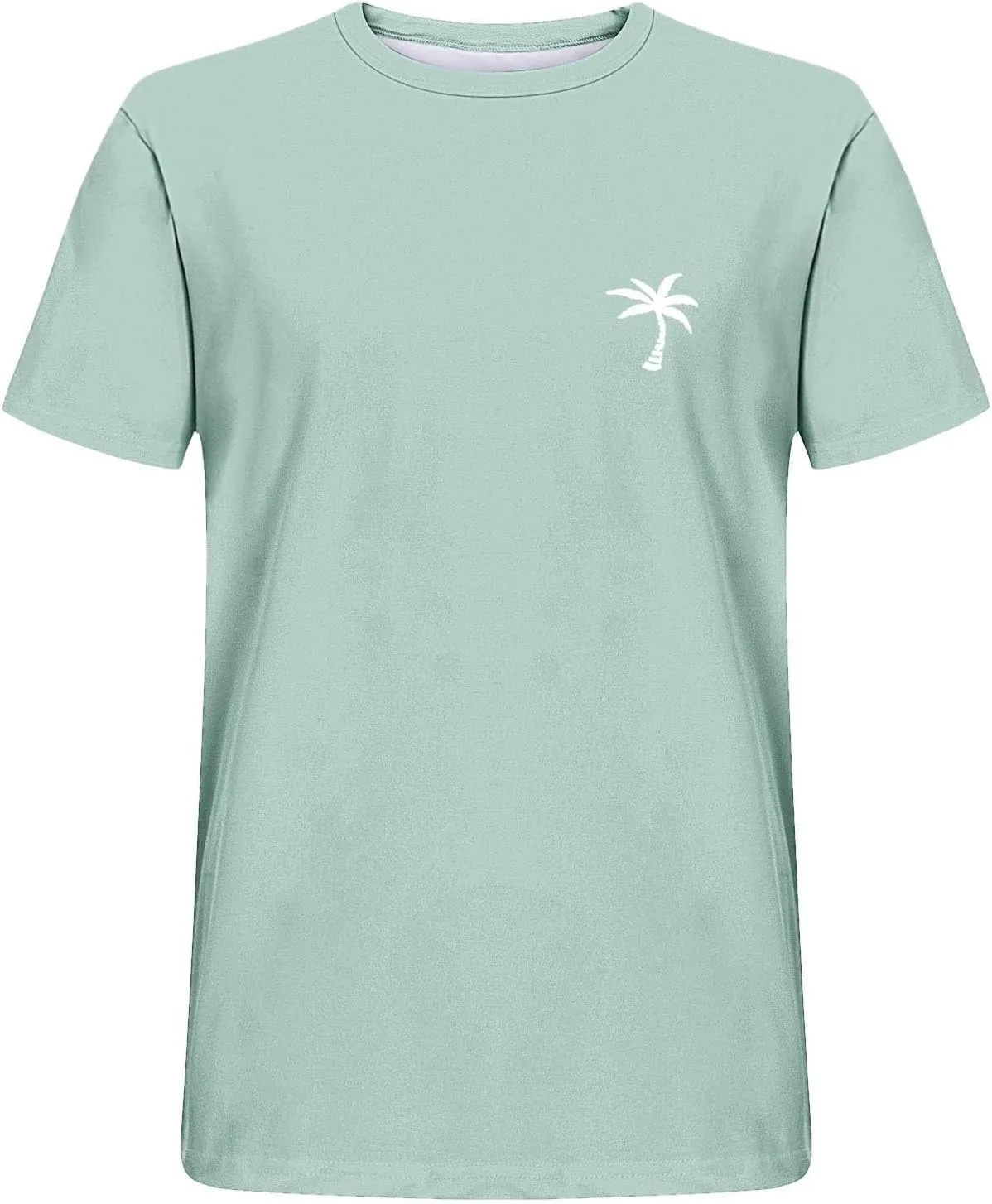 Mens Resort Wear 2025 Summer Crew Neck Short Sleeve Palm Tree Print T-Shirts Casual Slim Fit Graphic Tee Shirts, S-5xl