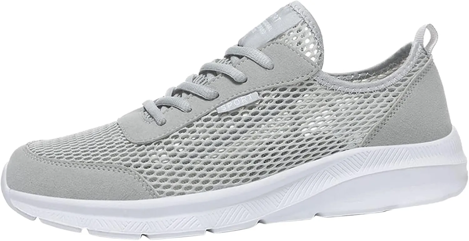 Men's Running Tennis Shoes Breathable Walking Shoes Lace Up Outdoor Casual Mesh Trainer Running (Grey, 11)