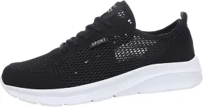 Men's Running Tennis Shoes Breathable Walking Shoes Lace Up Outdoor Casual Mesh Trainer Running (White, 10)