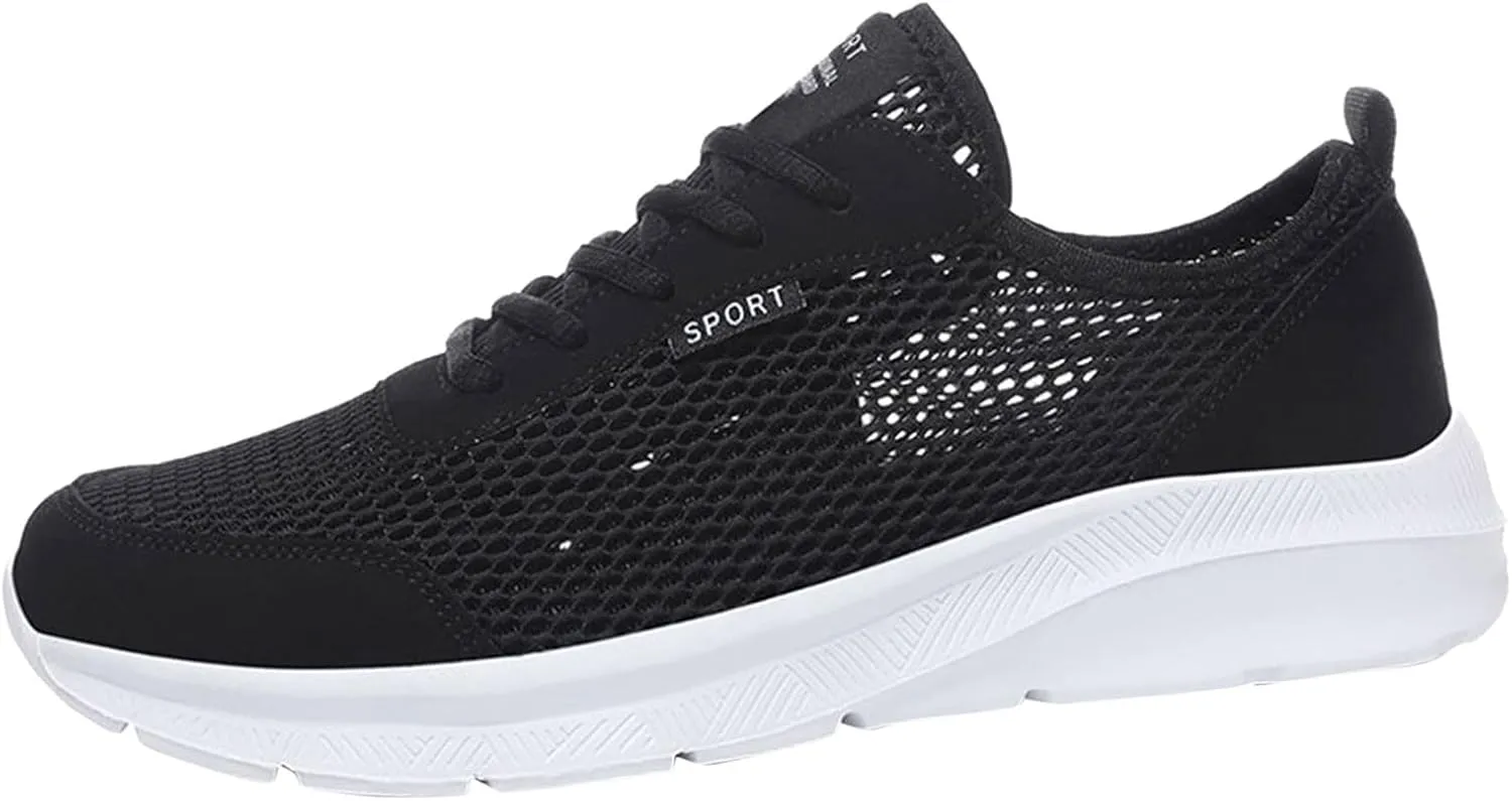 Men's Running Tennis Shoes Breathable Walking Shoes Lace Up Outdoor Casual Mesh Trainer Running (White, 10)