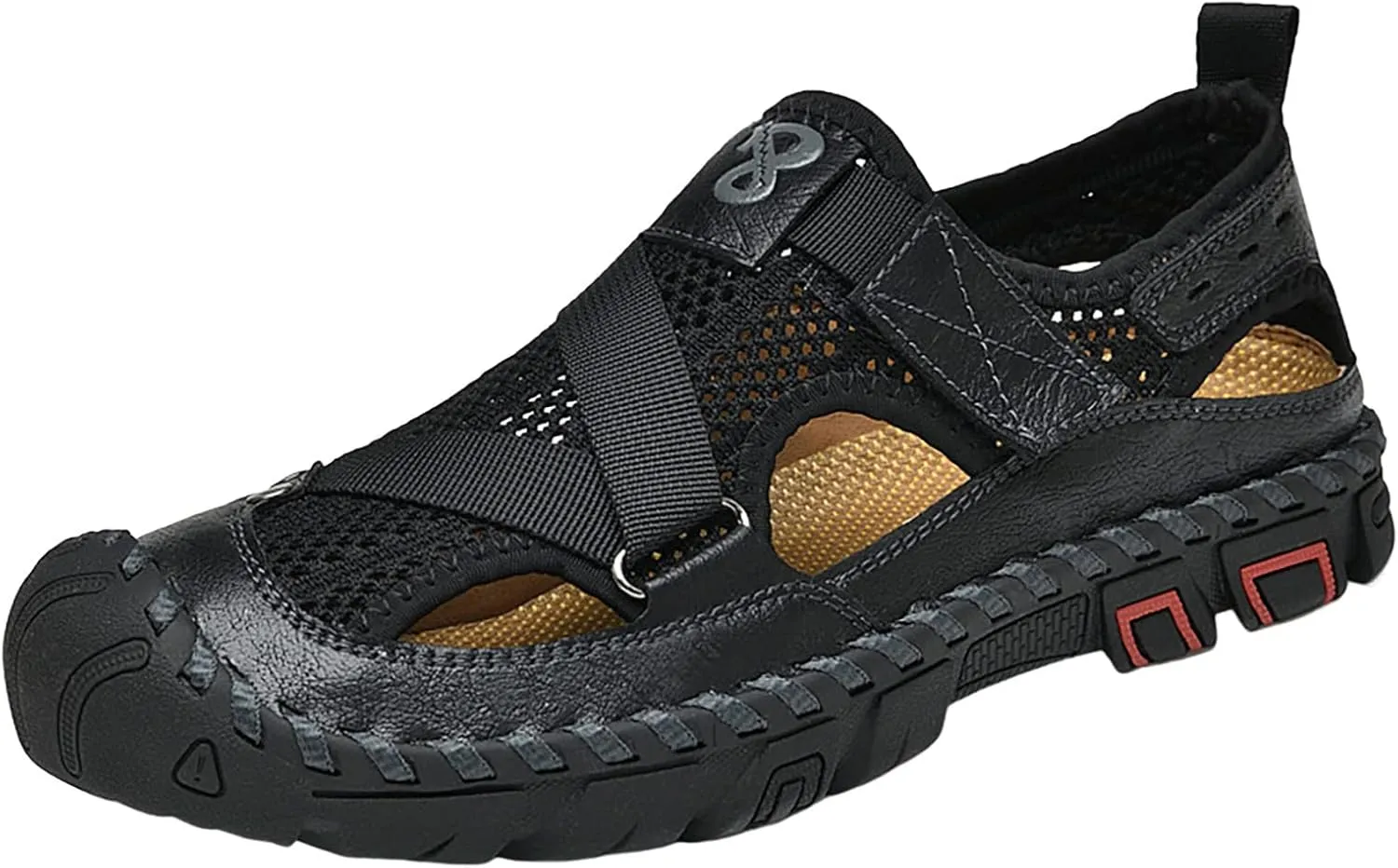 Mens Sandals Adjustable New Summer Sandals For Men's Breathable Korean Edition Slip On Cowhide Beach Mens Gel Slides