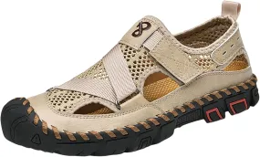 Mens Sandals Adjustable New Summer Sandals For Men's Breathable Korean Edition Slip On Cowhide Beach Mens Gel Slides