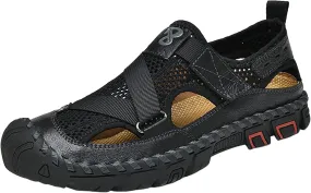 Mens Sandals Adjustable New Summer Sandals For Men's Breathable Korean Edition Slip On Cowhide Beach Mens Gel Slides