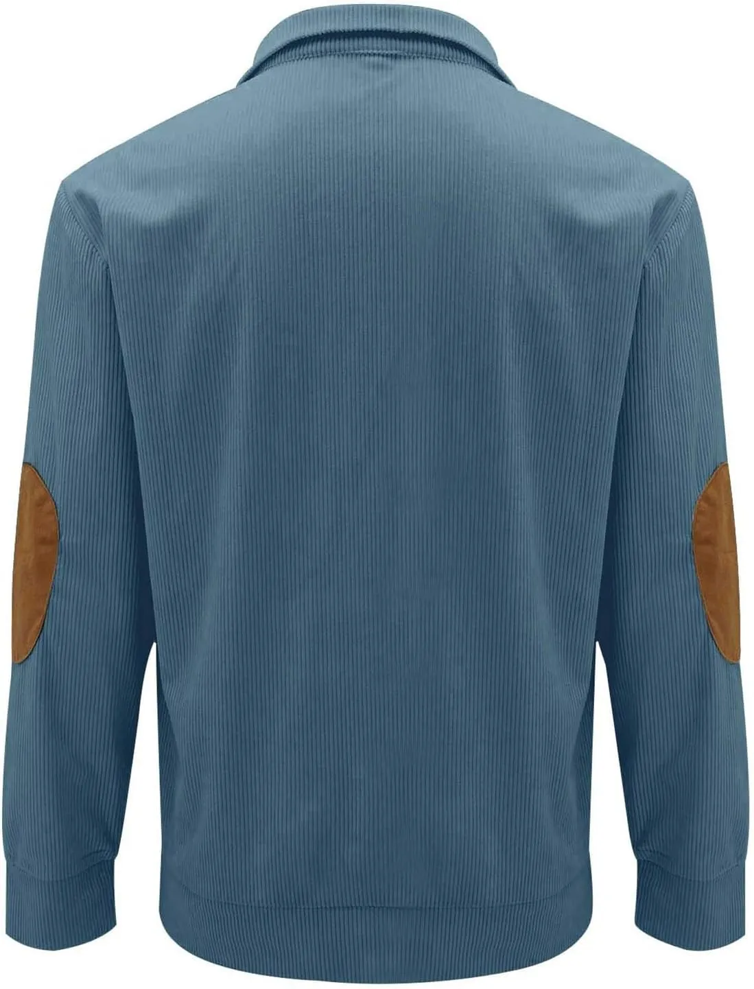 Mens Shirts Stand Collar Button Up Shirts Patchwork Long Sleeve Pullover Outdoor Comfortable Top with Elbow Patches