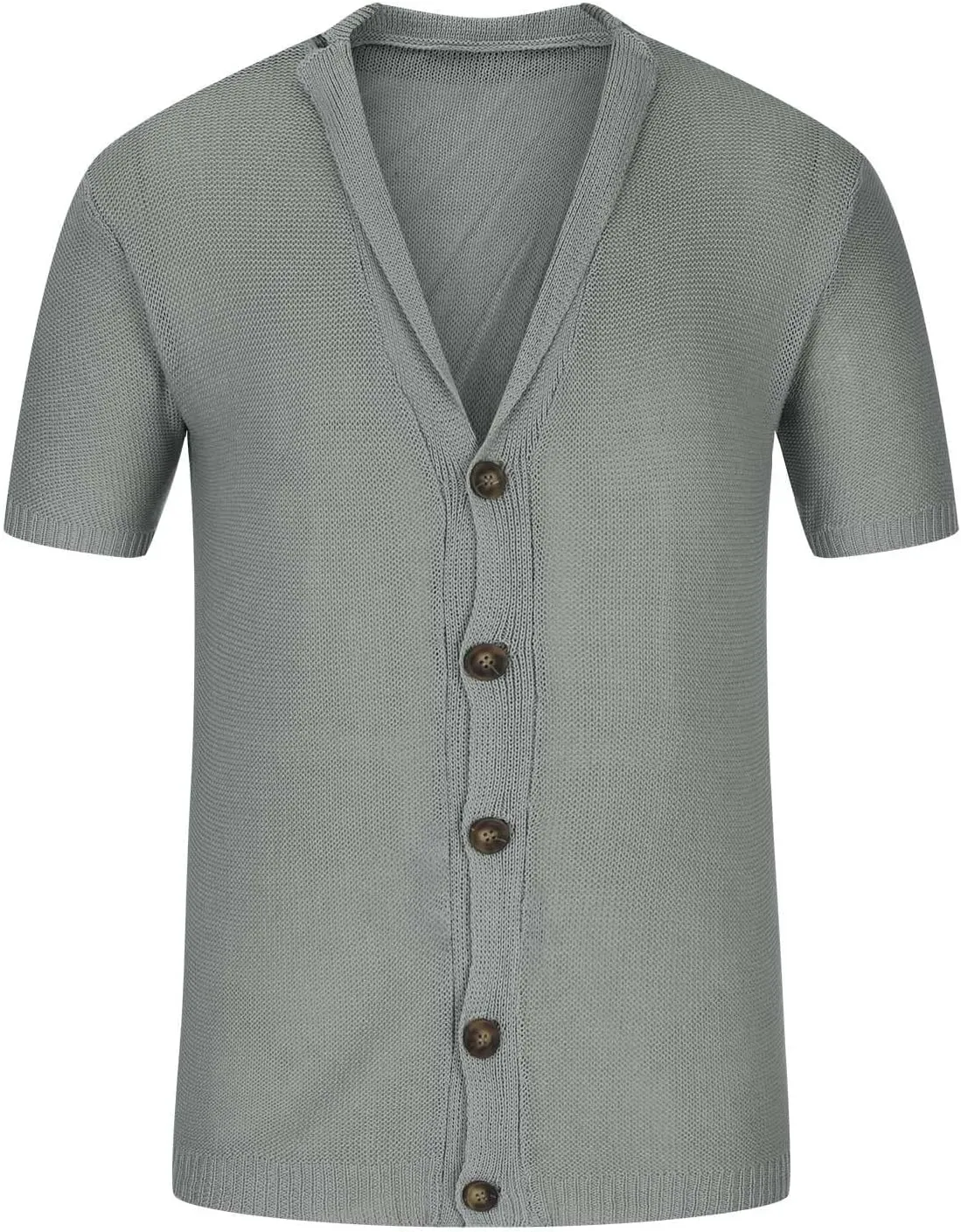 Men's Short Sleeve Cardigan Sweater Button Down Summer Beach Shirts Casual Open Front Coats Tops