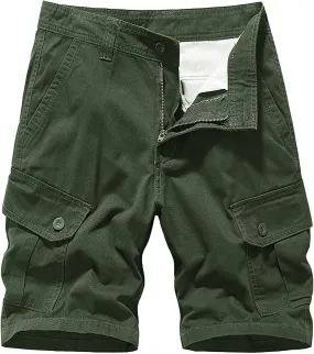 Mens Shorts 5 Inch Men's 5 Inch Inseam Open Flat Elastic Waist Cargo Shorts Relaxed fit Hiking Shorts Work Shorts
