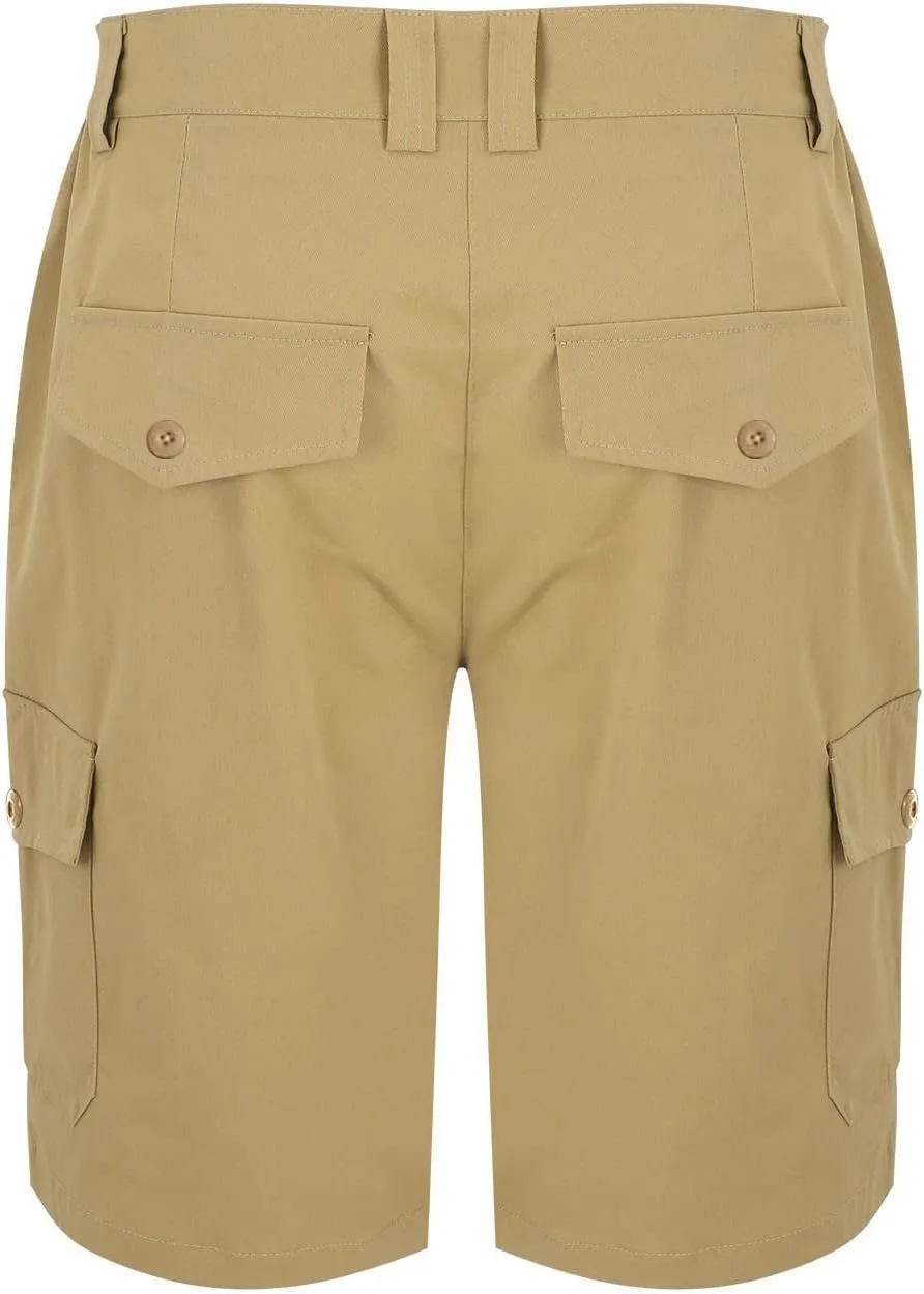 Mens Shorts Cargo Cotton Shorts Relaxed Fit Men Running Hiking Shorts Casual Shorts Elastic Waist Multic-Pocket