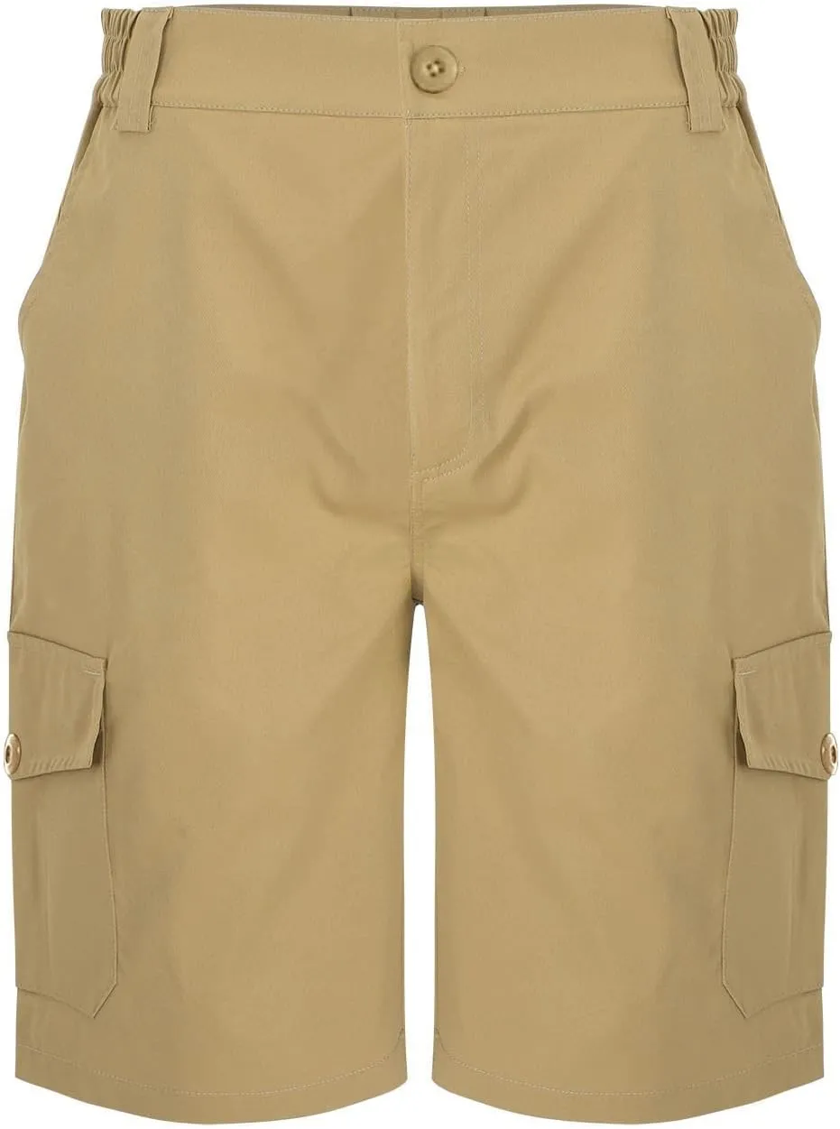 Mens Shorts Cargo Cotton Shorts Relaxed Fit Men Running Hiking Shorts Casual Shorts Elastic Waist Multic-Pocket