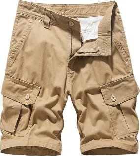 Mens Shorts Casual Men's 5 Inch Inseam Open Flat Elastic Waist Cargo Shorts Relaxed fit Hiking Shorts Work Shorts