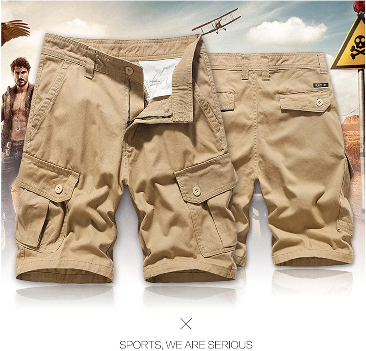 Mens Shorts Casual Men's 5 Inch Inseam Open Flat Elastic Waist Cargo Shorts Relaxed fit Hiking Shorts Work Shorts