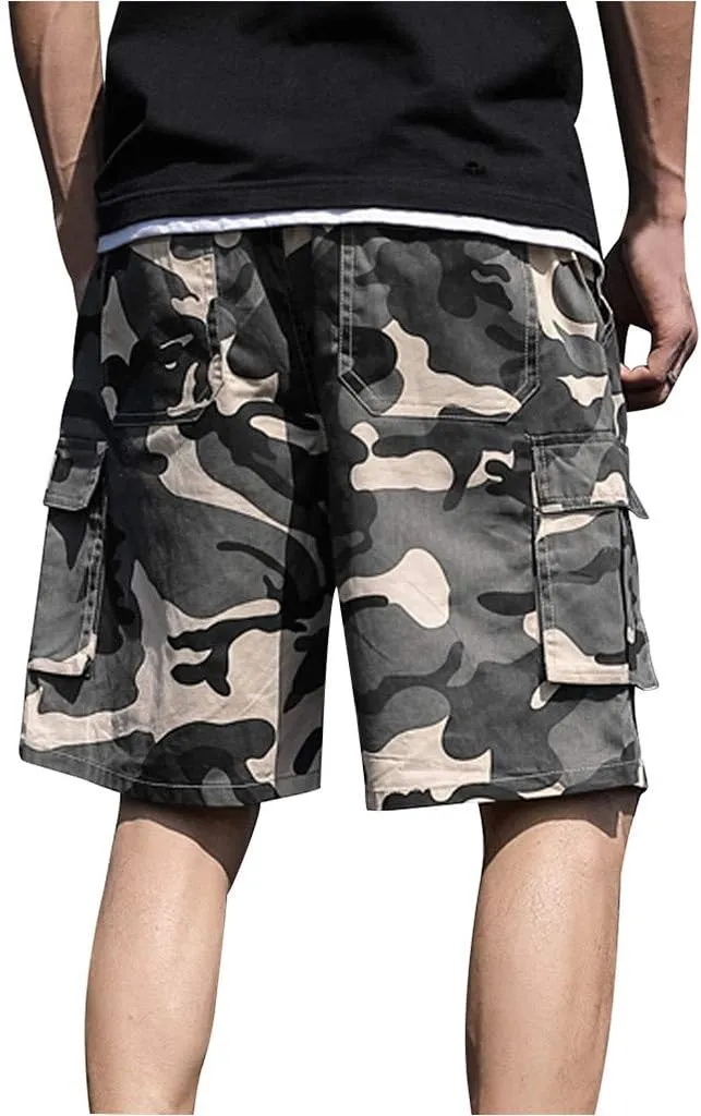 Mens Shorts CasualMen's Hiking Cargo Shorts Casual Camouflage with Zipper Multi-Pockets Lightweight Golf Shorts