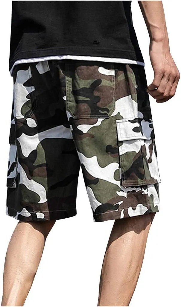 Mens Shorts CasualMen's Hiking Cargo Shorts Casual Camouflage with Zipper Multi-Pockets Lightweight Golf Shorts