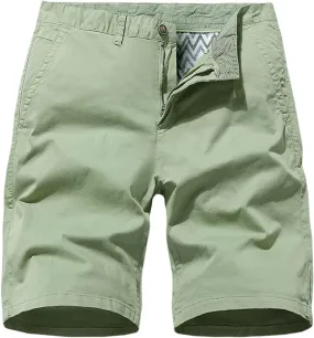 Mens Shorts CasualMen's Lightweight Solid Straight Outdoor Hiking Cargo Shorts Summer Flat Shorts Button up Shorts