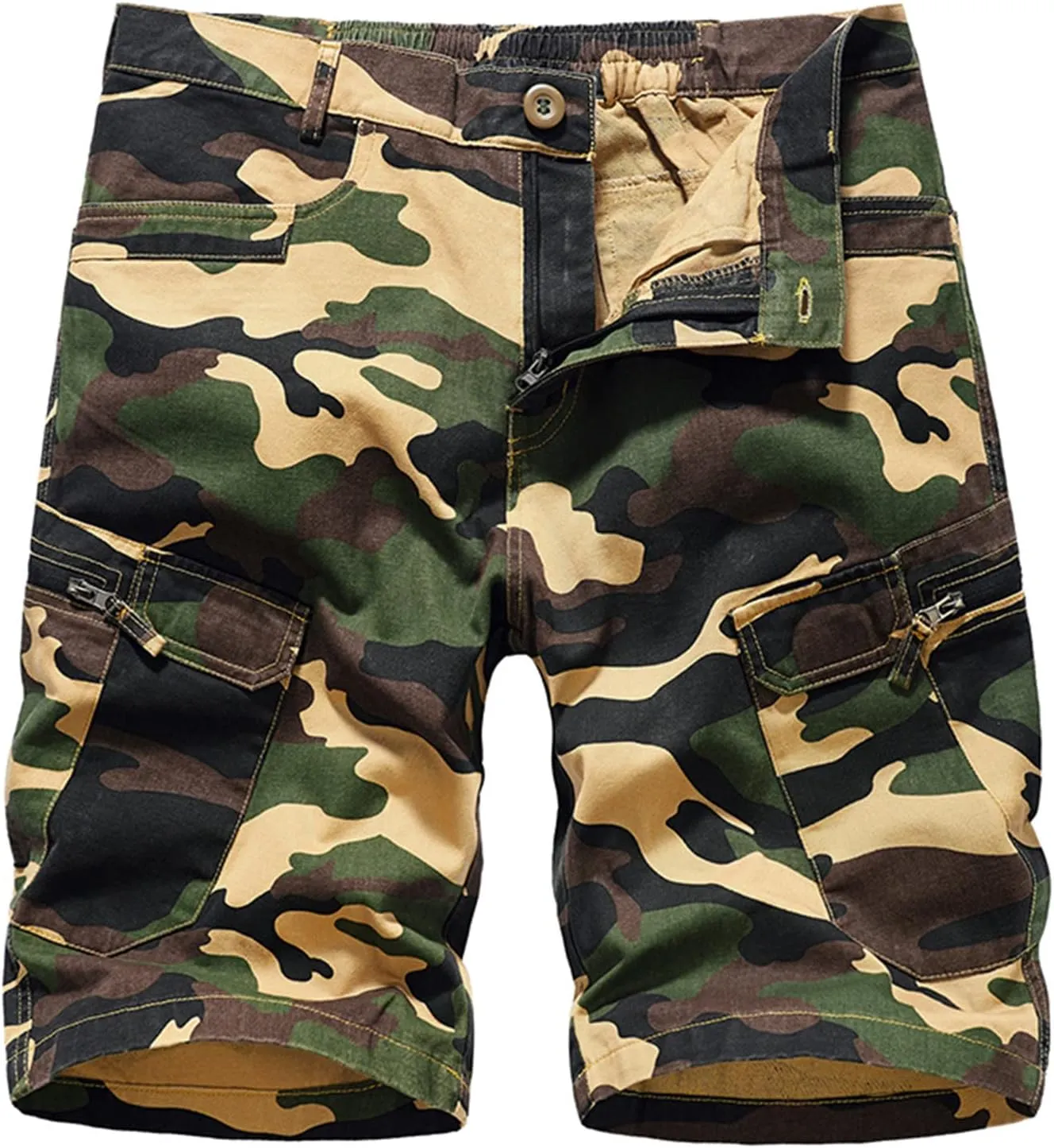 Mens Shorts CasualMen's Relaxed Fit Cargo Shorts Casual Multi-Pocket Zipper Shorts Outdoor Camouflage Short Pants