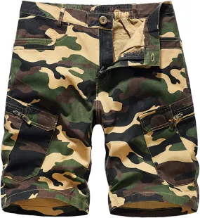Mens Shorts CasualMen's Relaxed Fit Cargo Shorts Casual Multi-Pocket Zipper Shorts Outdoor Camouflage Short Pants