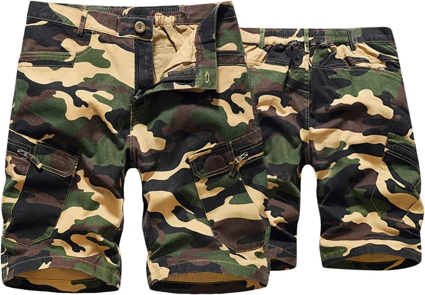 Mens Shorts CasualMen's Relaxed Fit Cargo Shorts Casual Multi-Pocket Zipper Shorts Outdoor Camouflage Short Pants