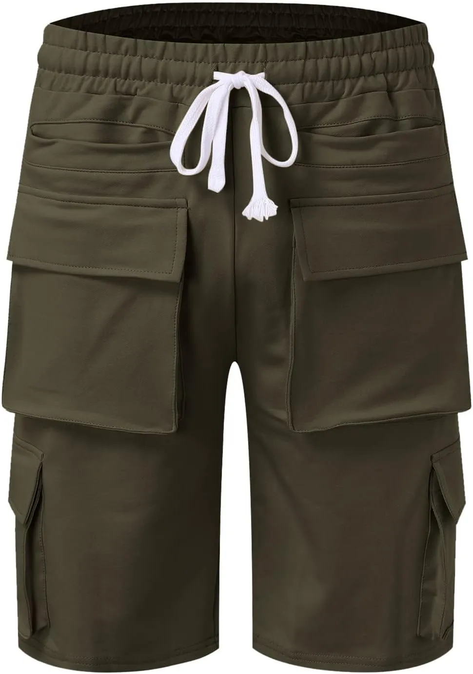 Mens Shorts CasualMen's Summer Solid with Eight Pockets Hiking Cargo Shorts Drawtring Sports Fitness Shorts