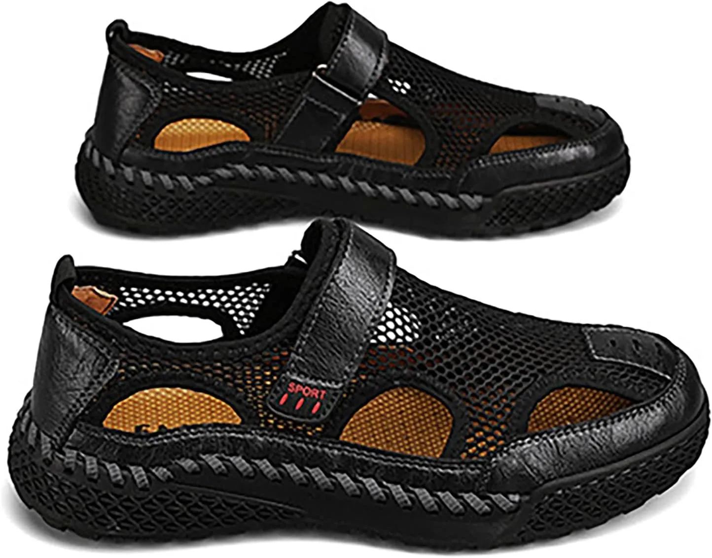 Mens Slide Sandals Leather 2025 Men's New Summer Breathable Versatile Trend Outdoor Handmade Mens Sandal