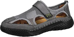 Mens Slide Sandals Leather 2025 Men's New Summer Breathable Versatile Trend Outdoor Handmade Mens Sandal
