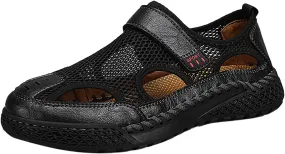 Mens Slide Sandals Leather 2025 Men's New Summer Breathable Versatile Trend Outdoor Handmade Mens Sandal