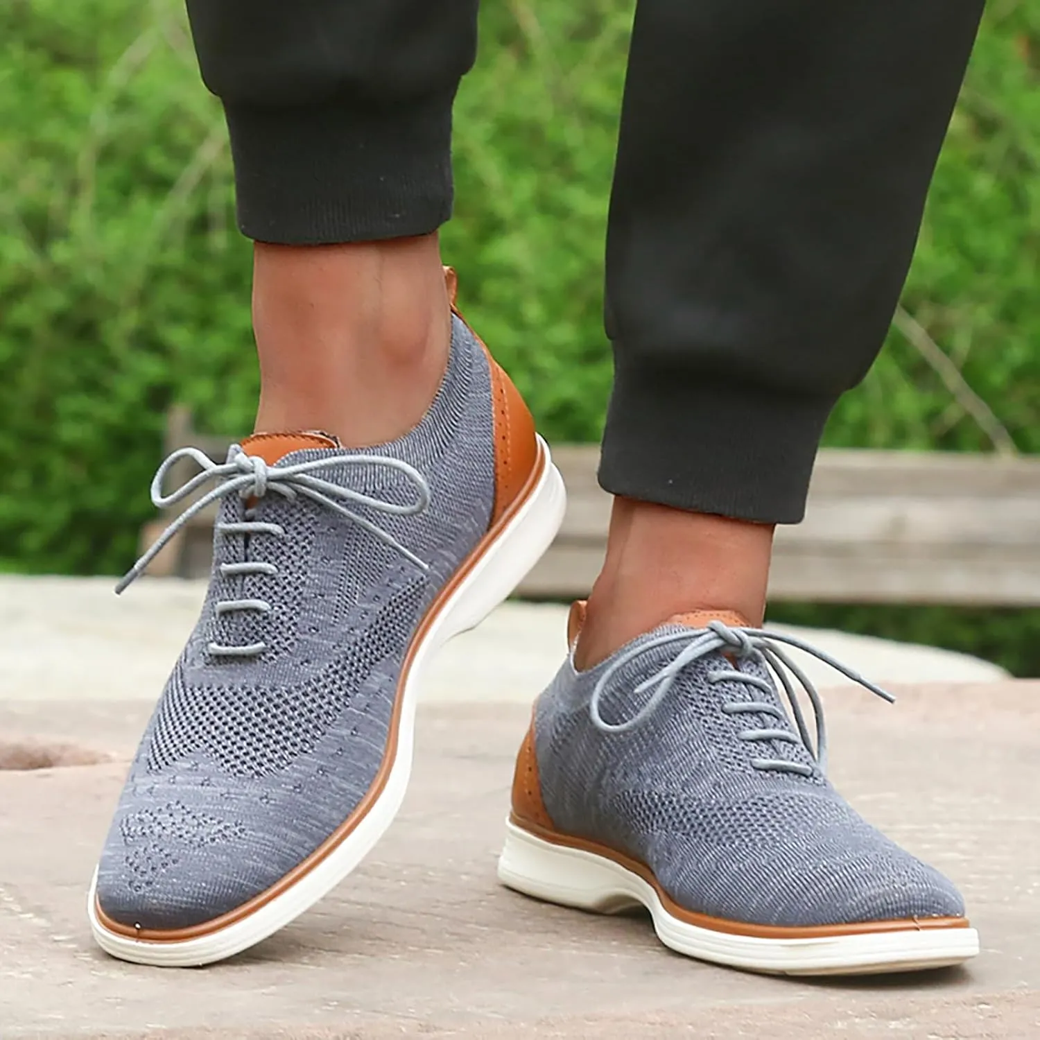 Men's Slip on Walking Shoes Comfy Knitted Loafers Memory Foam Breathable Lightweight Fashion Sneakers Non Slip Travel Jogging Training Gym Shoes Wide Width