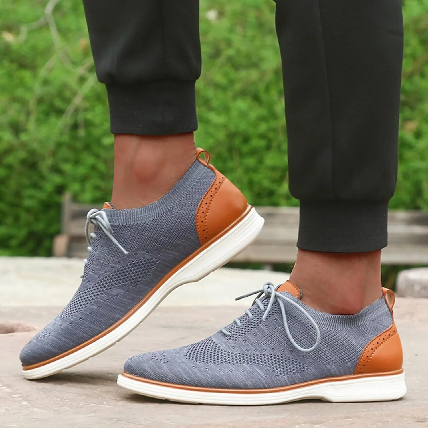 Men's Slip on Walking Shoes Comfy Knitted Loafers Memory Foam Breathable Lightweight Fashion Sneakers Non Slip Travel Jogging Training Gym Shoes Wide Width