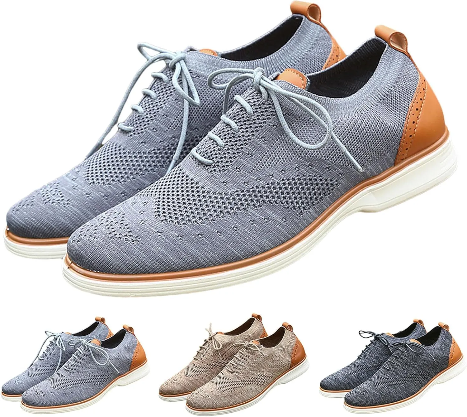 Men's Slip on Walking Shoes Comfy Knitted Loafers Memory Foam Breathable Lightweight Fashion Sneakers Non Slip Travel Jogging Training Gym Shoes Wide Width
