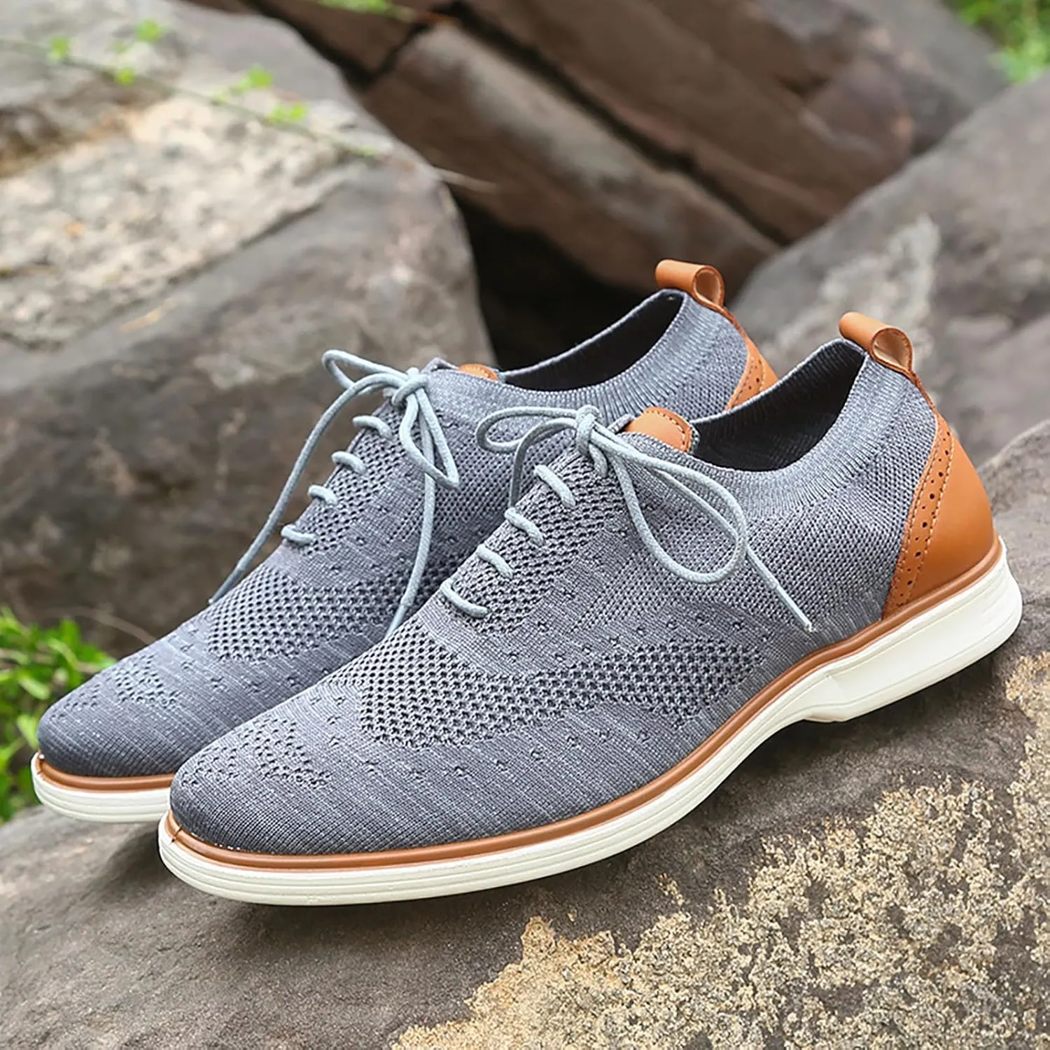 Men's Slip on Walking Shoes Comfy Knitted Loafers Memory Foam Breathable Lightweight Fashion Sneakers Non Slip Travel Jogging Training Gym Shoes Wide Width