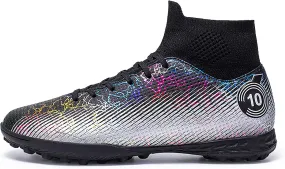 Mens Soccer Cleats Football Boots Professional Training Turf Mens Outdoor Indoor Sports Big Boy's Fashion Sneake Outdoor Comfortable (Black, Adult, Men, 8, Numeric, US Footwear Size System, Medium)